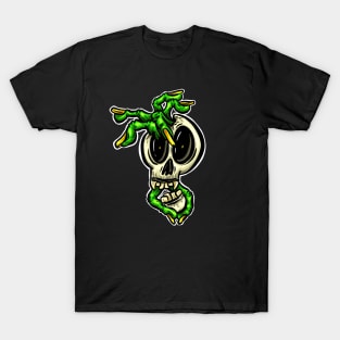 Skeleton Zombie Fingers Halloween Horror Cartoon Logo T-Shirt